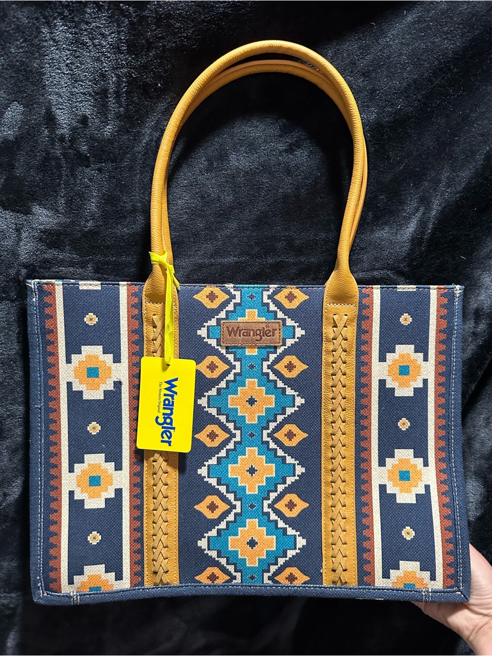 Wrangler Blue & Mustard Southwestern Pattern Tote